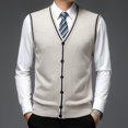 thumbnail image 5 of Nuevo cárdigan de punto con botones para hombre, suéter de lana sin mangas con cuello en V para primavera y otoño, chaleco informal para hombre, cárdigan de punto, 5 of 5