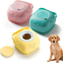 Dog Bath Brush Scrubber Soft Silicone Pet Grooming Brush Bath Shampoo Massage Dispenser Shower Brush For Short Long Haired Dogs And Cats (BLUE)