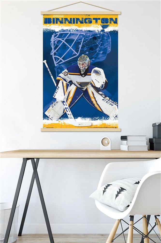 NHL St. Louis Blues - Jordan Binnington 19 Wall Poster with Magnetic Frame, 22.375" x 34"