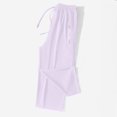 thumbnail image 7 of Wutalume Women's Casual Cotton Linen Drawstring Elastic Waist Straight Leg Capri Pants with Pockets Summer Beach,Purple M, 7 of 7