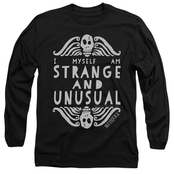 Beetlejuice Strange and Unusual Unisex Adult Long-Sleeve T Shirt,Black, Small