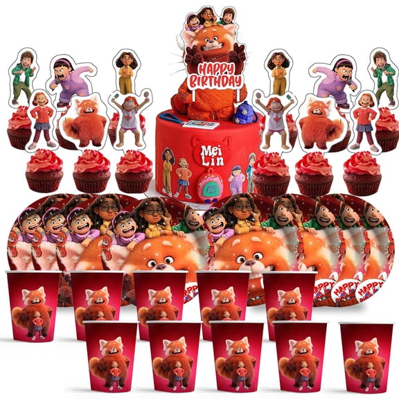 Turning Red Birthday Cups Party Supplies Plates Decorations Cake Topper Decor