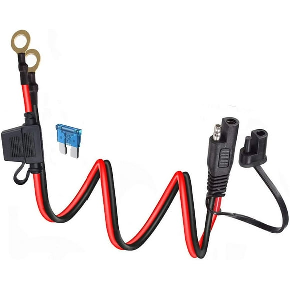 QOFOWIN Ring Terminal Harness,with 15A Protection Fuse for Safety, 2-Pin SAE Quick Disconnect Extension Plug with 2FT