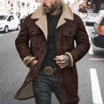 thumbnail image 6 of Joernso Men Jacket Autumn Winter Woolen Coat Lapel Single-Breasted Mid-Length Windproof Jacket Suede Multi Pockets Outerwear, 6 of 8