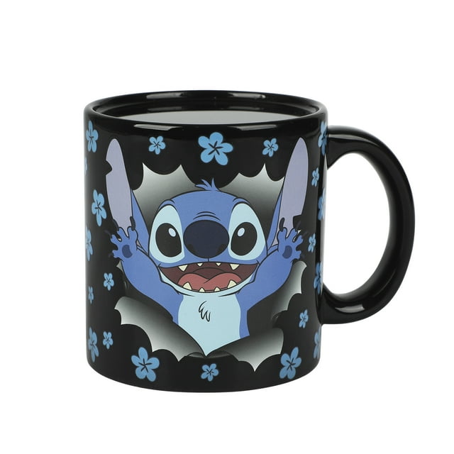 Disney Stitch Breaking Barrier Tasse en Céramique Noire Thermoréactive de 16 Oz