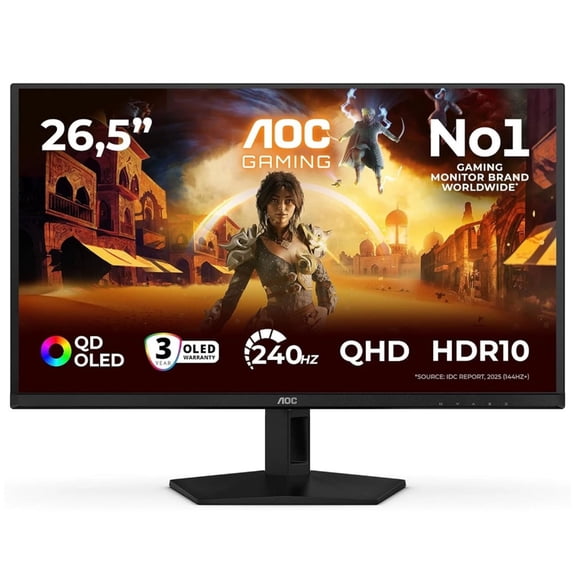 Restored AOC Q27G41ZDF 27 QD-OLED, QHD, 240hz, G-Sync Compatible, 0.03ms, Gaming Monitor - Black