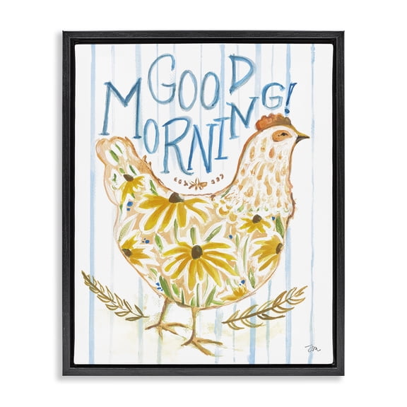 Stupell Industries Rustic Lodge Good Morning Farmhouse Hen Black Floating Frame Canvas Art, 17 x 21, by Jessica Mingo