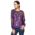 thumbnail image 3 of Sweat à Paillettes pour Femmes Manches Longues Pull avec Poignets Côtelés, 3 of 5