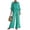 Green, variant on Women's V-Neck Long Sleeve Shirt and Wide Leg Pants Set Casual Loose Fit Fashion Comfortable 2 Piece Outfits, Green, L