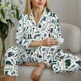 thumbnail image 6 of Yiaed Modern Industry Print Pajamas Women's Long Sleeve Sleepwear Soft Button Down Loungewear Pjs Lounge Set Nightwear Womens Pajama Pants-XX-Large, 6 of 7