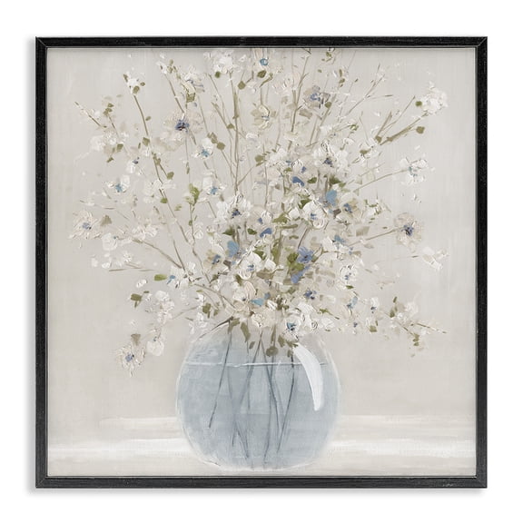 Stupell Industries Farmhouse Subtle Glass Vase Bouquet Black Framed Giclee Art, 12 x 12, by Carol Robinson