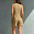 thumbnail image 4 of Tqcoqu Summer Rompers for Women,2026 Button Down Jumpsuit with Pockets,V Neck Sleeveless Mini Casual Jumpsuit,Khaki Women's S-XXXL, 4 of 5