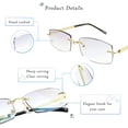 thumbnail image 3 of LifeArt Blue Light Blocking Glasses, Computer Reading Glasses, Anti Blue Rays, Reduce Eyestrain, Rimless Frame Tinted Lens with diamond, Stylish for Men and Wowen (No Magnification), 3 of 8