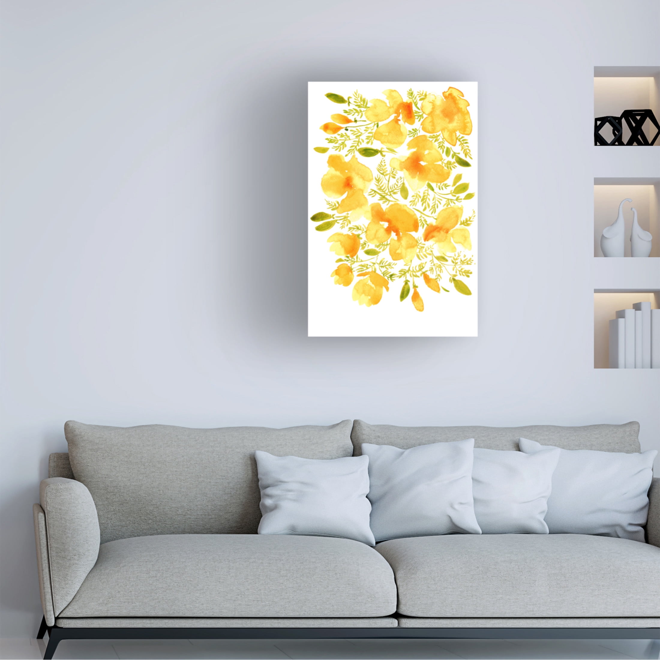 Trademark Fine Art Rosana Laiz Blursbyai Watercolor California poppies quad 3 Canvas Wall Art