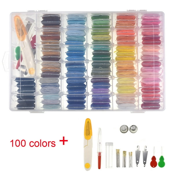Embroidery Floss with Organizer Storage Box 100 Colors Rainbow Floss