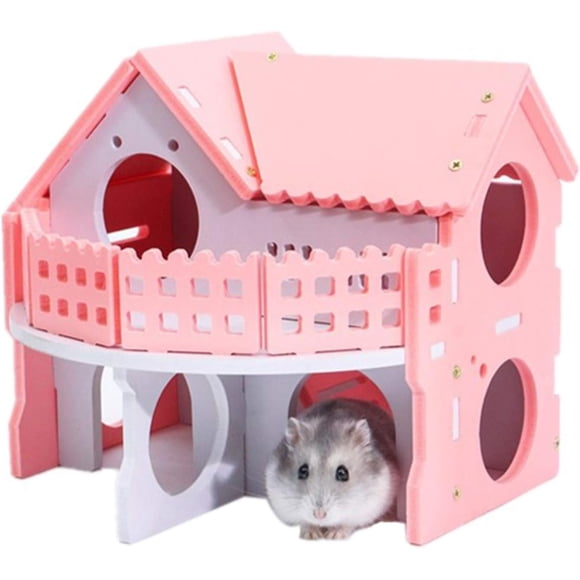 Funny Hamster Habitats For Guinea Pig Hideout, Ecological Cage Decor With Natural Wood Safety And High Hardness For Small Animals To Play And Hide (6.6''X5.9''X5.9'')