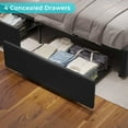 thumbnail image 2 of Full Bed Frame with LED Headboard Modern Upholstered Platform Bed Frame with 4 Storage Drawers & USB and Type-C Ports,Faux Leather Bed Frame for Bedroom,Black, 2 of 7