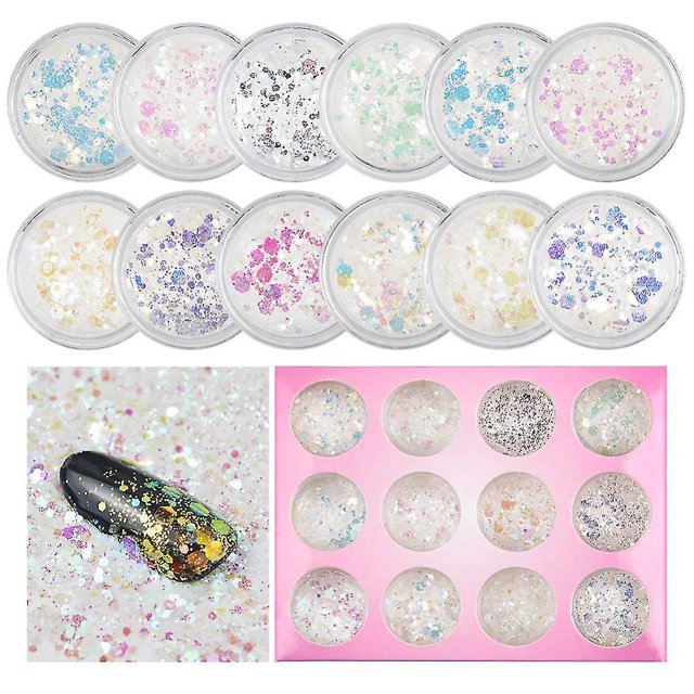 Namotu Nail Art Glitter lentejuelas gruesas copos de sirena iridiscentes puntas ultrafinas coloridas lentejuelas mixtas para el cabello