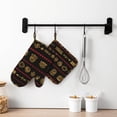 thumbnail image 6 of DouZhe Oven Mitts and Pot Holders Sets, Boho Ethnic Tribal Elements Prints Non-Slip Heat Resistant Kitchen Oven Silicone Glove, 6 of 7