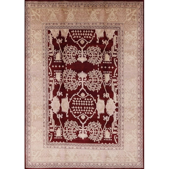 Ahgly Company Indoor Rectangle Mid-Century Modern Pastel Orange Oriental Area Rugs, 3' x 5'