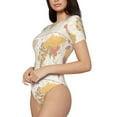 thumbnail image 2 of Easygdp Vintage World Map1 Women's One-Piece Swimsuit Slim Fit Crew Neck Bodysuit Athletic Swimwear with Concealed Buckle - Small, 2 of 9