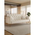 thumbnail image 2 of 71 Inch Convertible Double Folding Sofa Bed Velvet Upholstered Couch for Small Spaces Adjustable Backrest 2 Seater Living Room Furniture Beige, 2 of 8