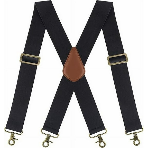 HBlife Men's X-Back 2 Inches Wide Heavy Duty Clips Adjustable Suspenders, Black