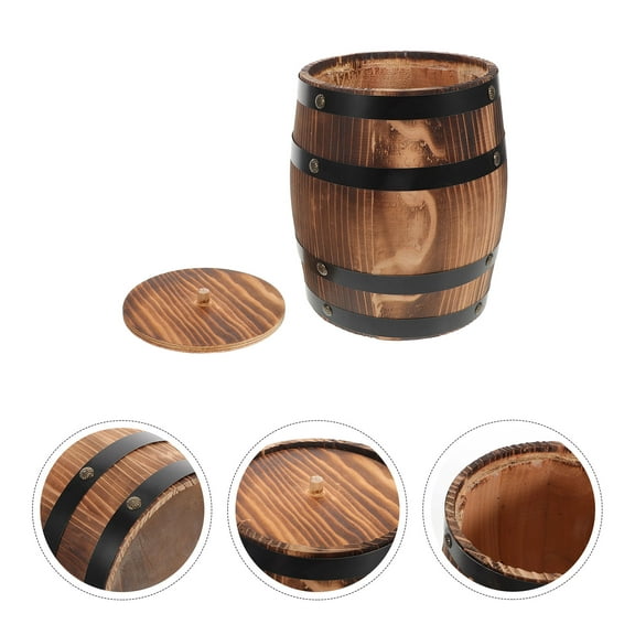 Hemobllo Vintage Wooden Utensil Holder Carbonized Wood Kitchen Organizer Storage Bucket