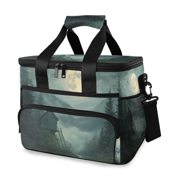FORMRS Insulated Cooler Bag 24 Cans Capacity Soft Leakproof Lunch Box with Side Pockets, Forest House