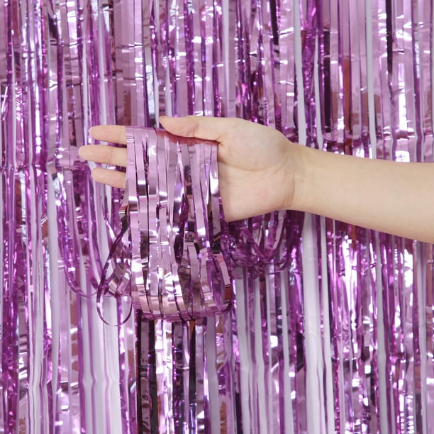 4 Pack Metallic Tinsel Foil Fringe Curtains 3.3×6.6 ft Photo Booth Backdrop Decor Streamers Fringe Backdrop for Birthday Wedding