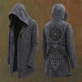 thumbnail image 2 of Men's Jackets Norse Mythology Mens Jacket with Hood Long Sleeve Cardigan Coat Relaxed Fit Streetwear Western Jackets for Men, 2 of 4