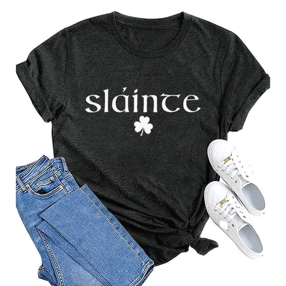GILIGEGE St Patricks Day Shirt for Women Funny Saint Patrick's Tunic Tops Graphic Tees for Women Short Sleeve Crewneck Cute Tees for Saint Patricks Day Green Shirts for Women St Paddy's Day Tops
