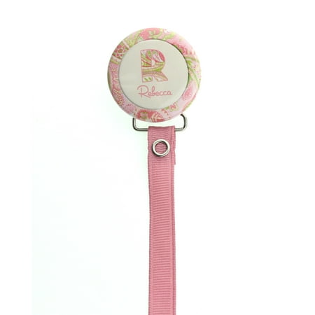 Personalized Name Pink Paisley Pacifier Clip