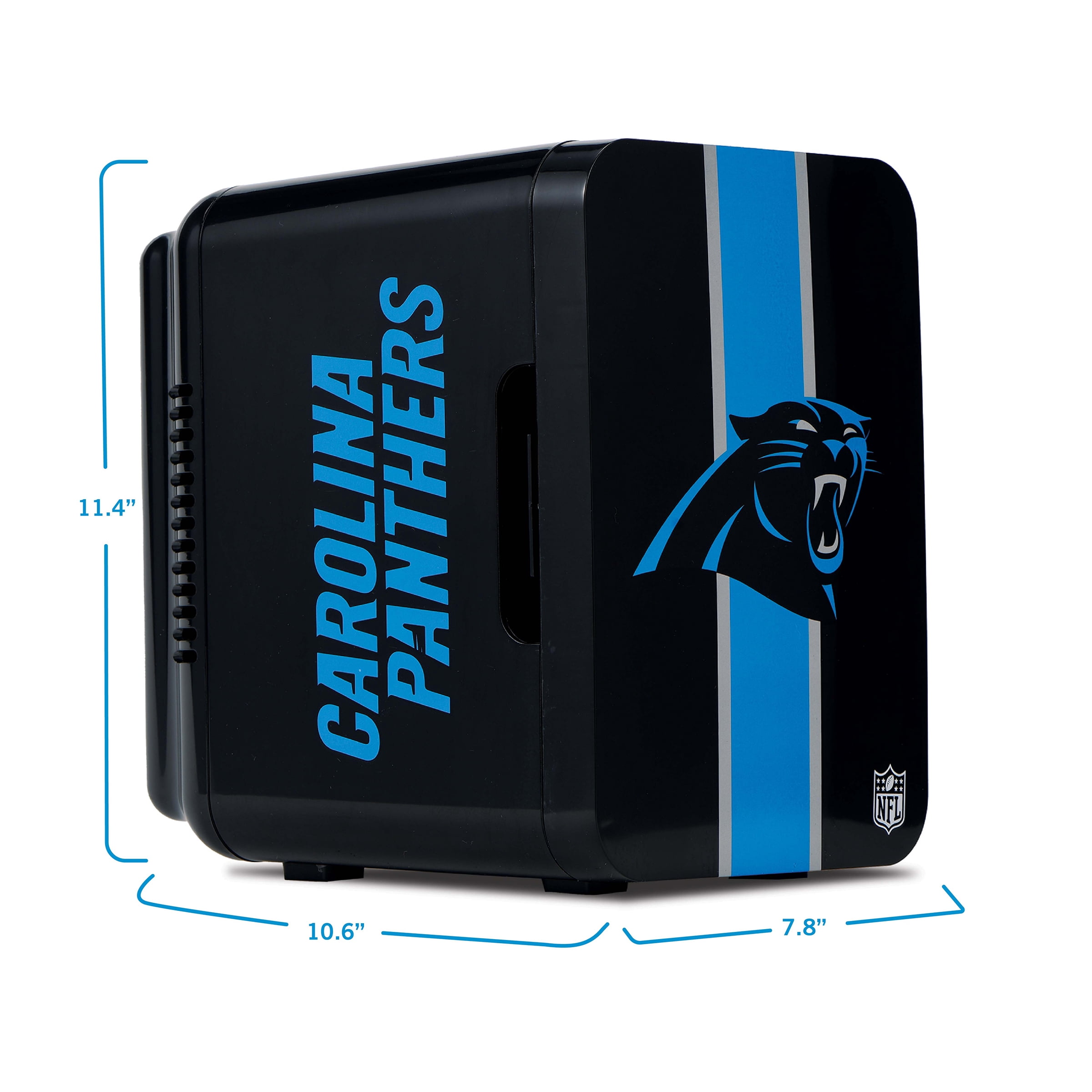 NFL Carolina Panthers Mini Fridge, Black, 4L, 6 Cans