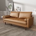 thumbnail image 2 of Modern Faux Leather Sofa - Living Room Couch, Brown, Comfortable Seating, 2 of 6