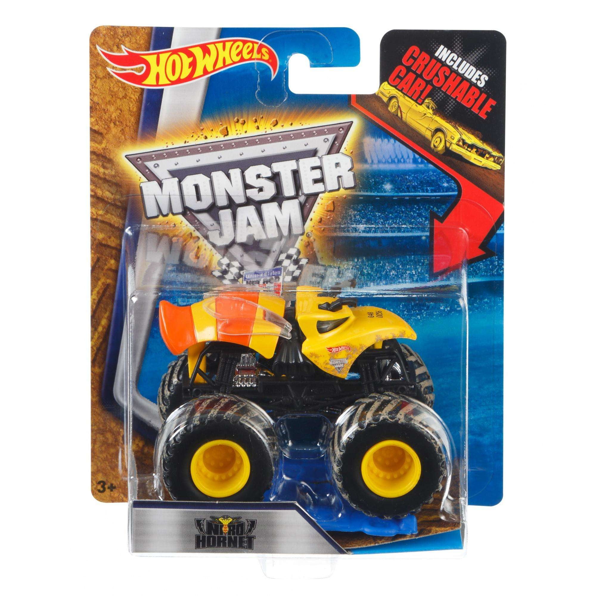 Hot Wheels Monster Jam W/2015 Crushed Car (Nitro Hornet - Mud)