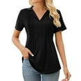 thumbnail image 1 of Cathalem Women's Oversize Workout Crop Tops Print Short Sleeve Tops,Black S, 1 of 5
