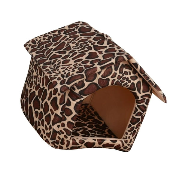 Pretyzoom Leopard Pet Sleeping Bed Foldable Comfortable for Small Animals