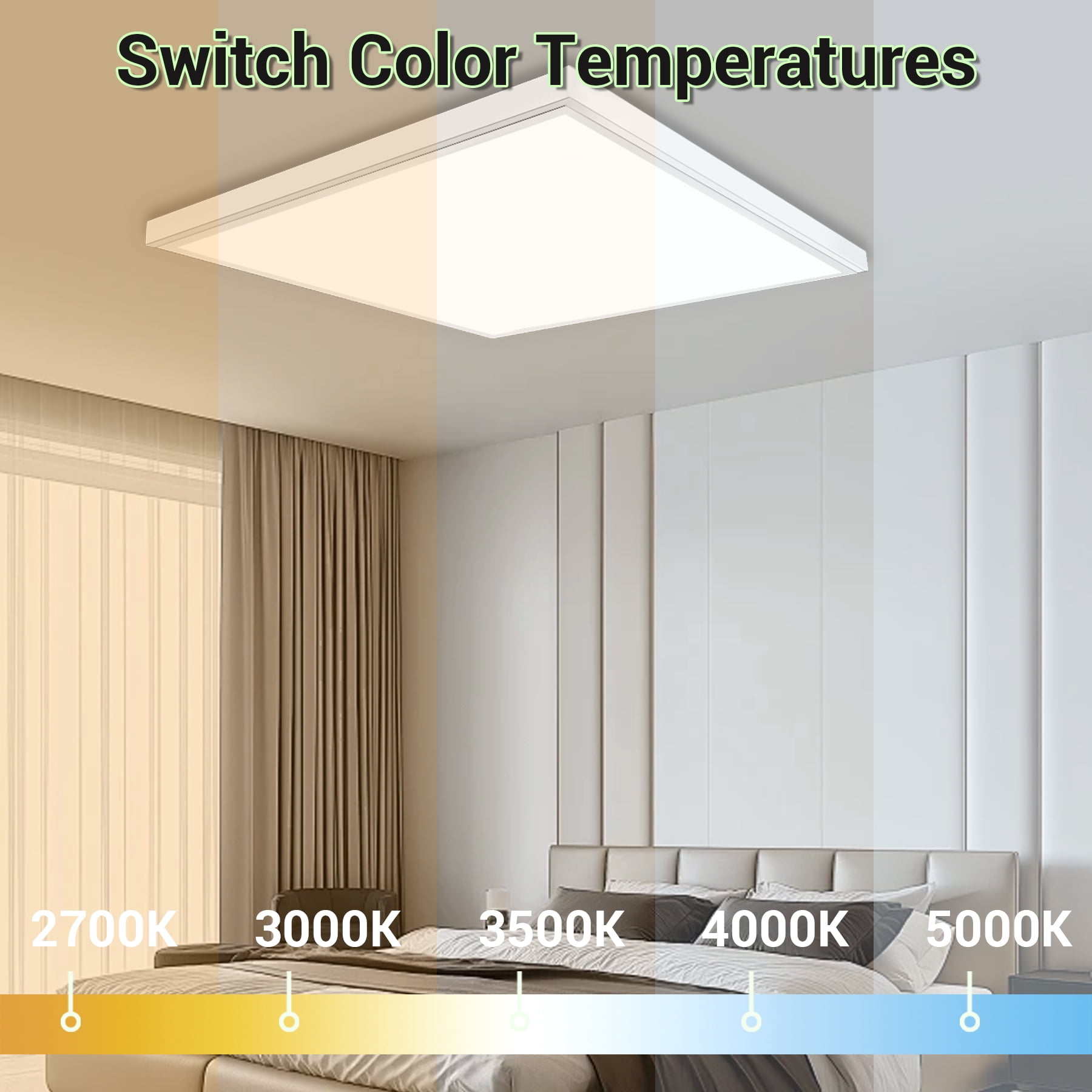 GT-Lite 2 ft. x 2 ft. 4200 Lumen LED Flat Panel Ceiling Flush Mount Light, White, 2-Pack