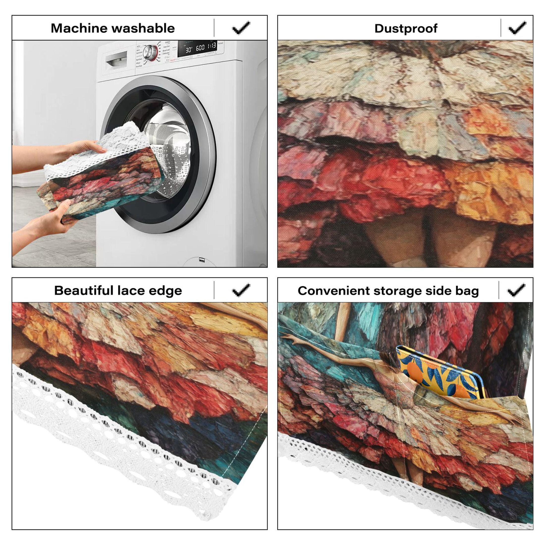 The Elegant BalletWasher and Dryer Covers Dust-Proof and Oil Resistant Fridge Cover with 4 Storage Pockets Washing Machine Top Cover for Laundry Kitchen Home 51.2 x 22 In