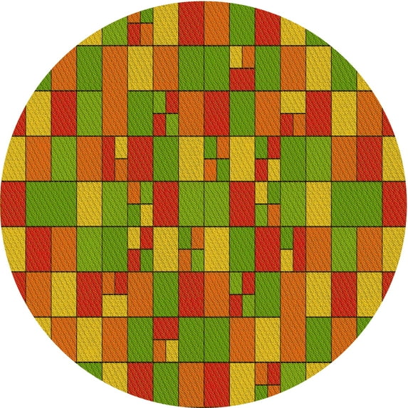 Ahgly Company Indoor Round Patterned Pistachio Green Area Rugs, 6' Round