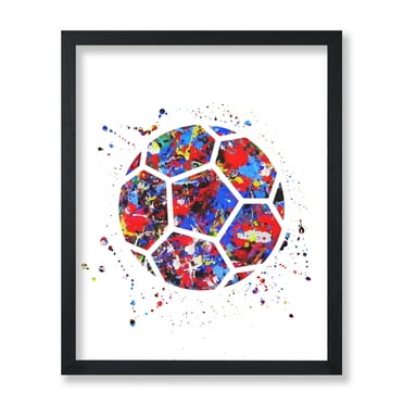 Poster Master Sports Poster - Soccer Print - Soccer Ball Art - Silhouette Art - Abstract Art - Watercolor Art - Ball Art - Colorful Art - Great Kid's Room or Bedroom Decor - 8x10 UNFRAMED