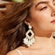 thumbnail image 4 of ER Pendientes de borla de ratán vintage pendientes boho pendientes de rafia hechos a mano de alta calidad Rojo Verde, 4 of 5