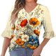 thumbnail image 1 of Camisas de Fiesta de Vacaciones para las Mujeres de Manga de 7 Pulgadas, Blusa de Algodón de Imitación Casual para Todas las Estaciones, 1 of 6