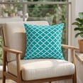 thumbnail image 4 of Pillow Covers 18x18 Set of 2, Teal Morocco Square Throw Pillow Covers for Couch/Sofa/Living Room, Ethnic Boho Minimalist Abstract Geometric Decorative Soft Pillowcases for Couch Throw Pillows, 4 of 9