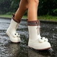 thumbnail image 5 of Cute Rain Boots for Women Big Eye Drawstring Cuff Mid Calf Rain Boots Waterproof Windproof Adjustable Slip On Garden Work Footwear, 5 of 7