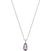 5th & Main Platinum-Plated Sterling Silver Large Slender Teardrop-Cut Amethyst Pave CZ Pendant Necklace