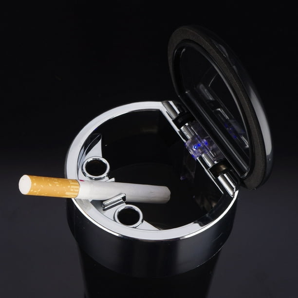Cenicero de luz LED cenicero doméstico de vagón de cigarrillos de doble orificio (naranja)