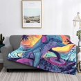 thumbnail image 2 of Honeii Hip-Hop DJ Dolphin print throw blanket, crafted from cozy cotton flannel, offers versatile home decor as a bedding suitable for all seasons.-50"x40", 2 of 6