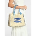 thumbnail image 5 of No Boundaries Women's Beach Icons Mini Straw Tote Bag, Light Natural with Fish Embroidery, 5 of 6